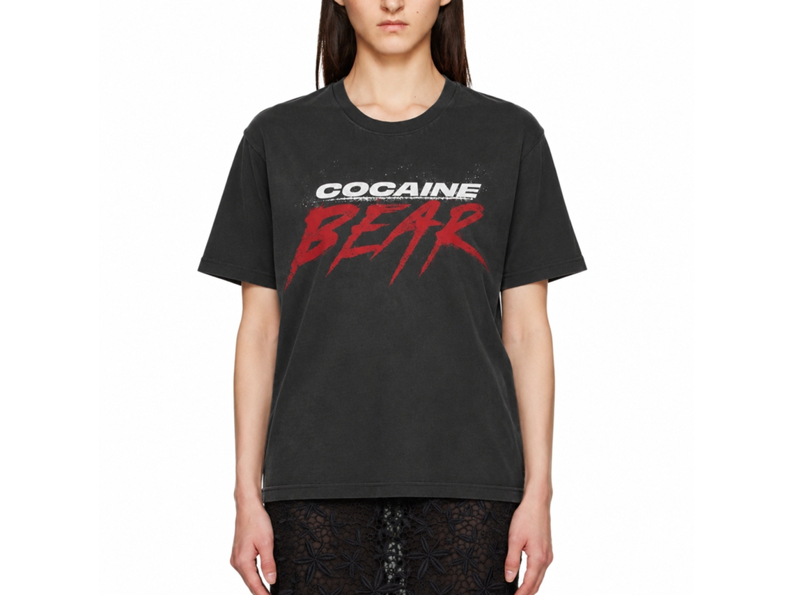 Rockinstone Cocaine Bear Movie Logo Dark Solid Smoke Adult T-shirt Size:s