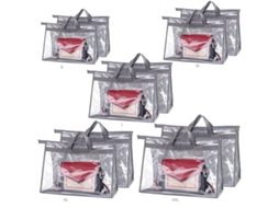 10 Bolsas Organizadoras Transparentes Para Armazenamento De Bolsas, 5 Tamanhos Protetoras Contra Poeira Com Fecho Zipper E Alça