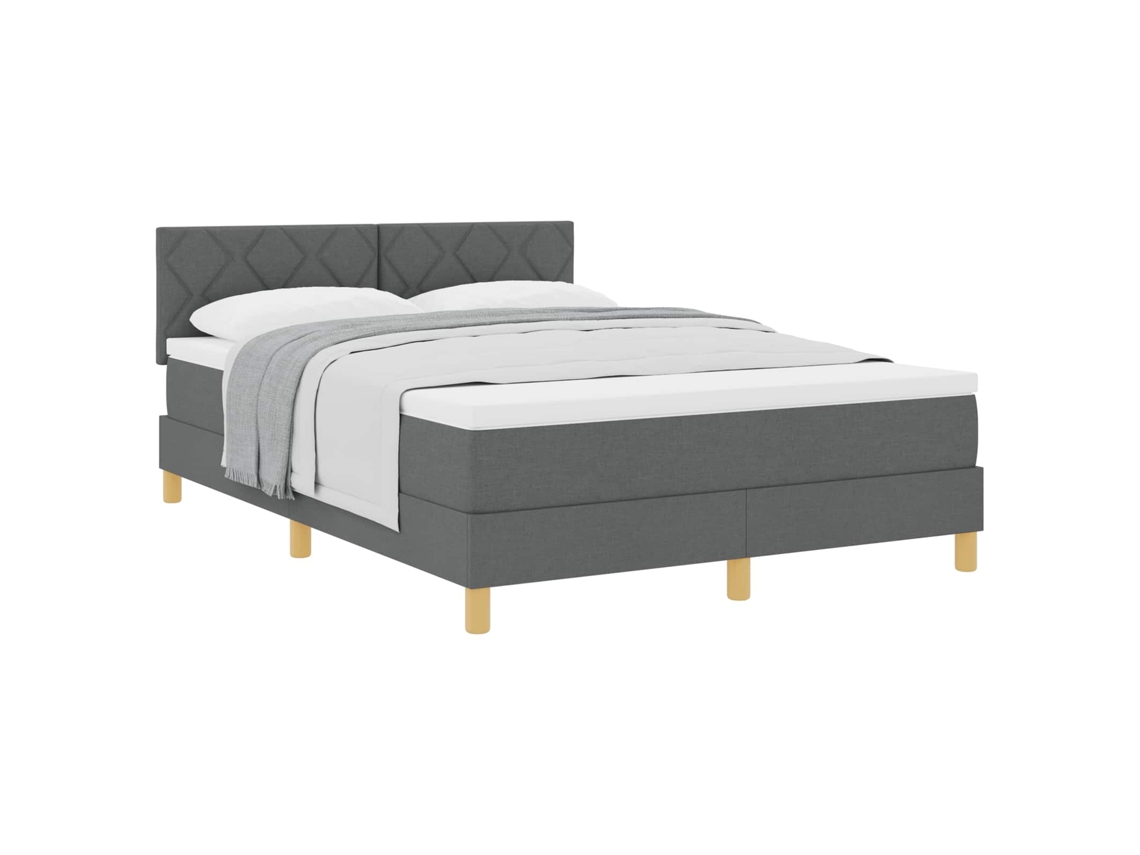 Cama Box com Colchão Cinza Escuro 140 X 200 Cm Tecido MAISON EXCLUSIVE
