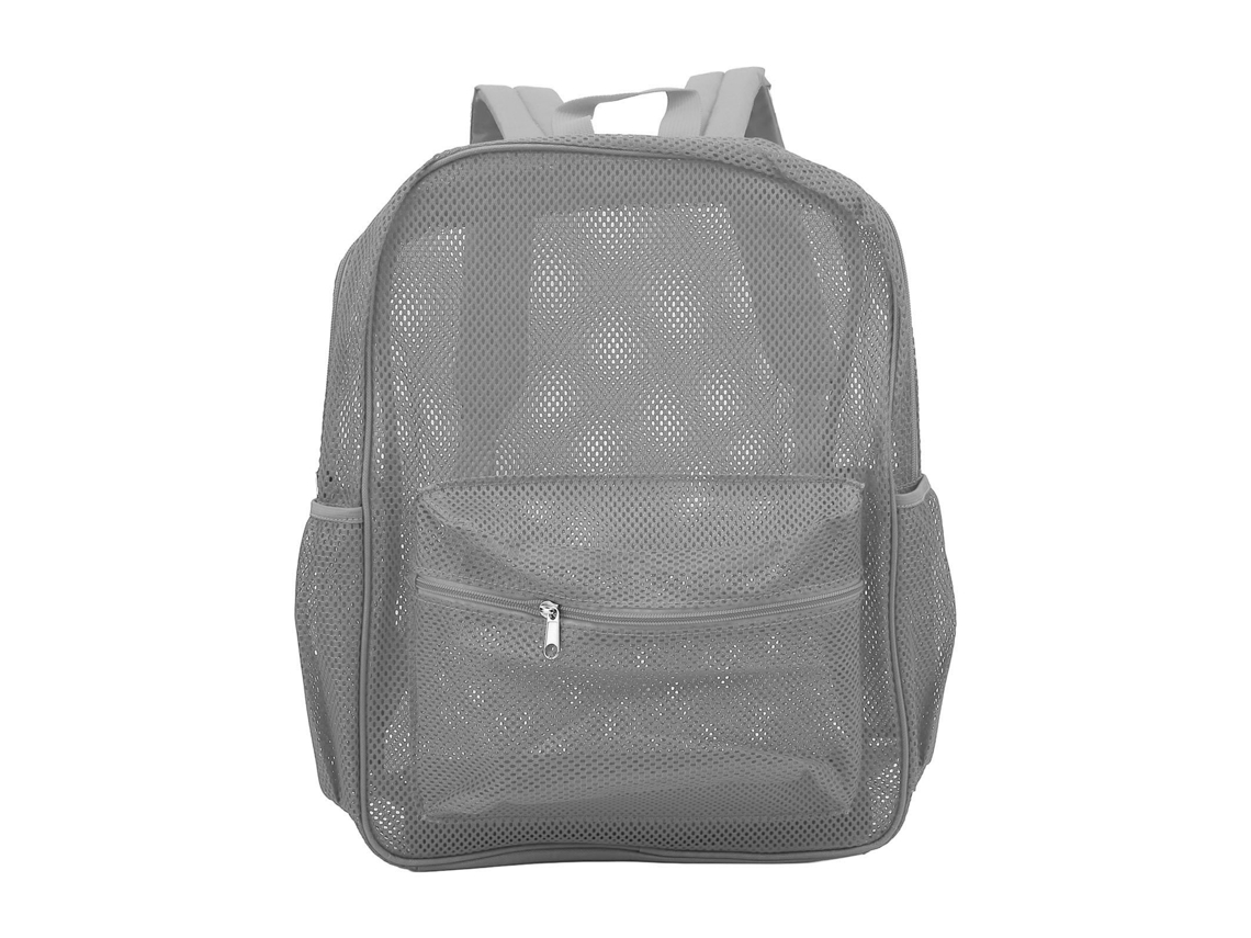 Mochila Malha Transparente Grande Capacidade Leve Lavável Cinza