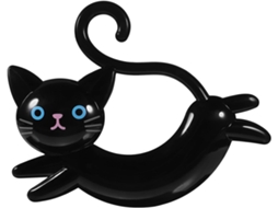 Suporte De Toalha De Parede Em Formato De Gato, Com Ventosa, Feito De Plástico Preto.