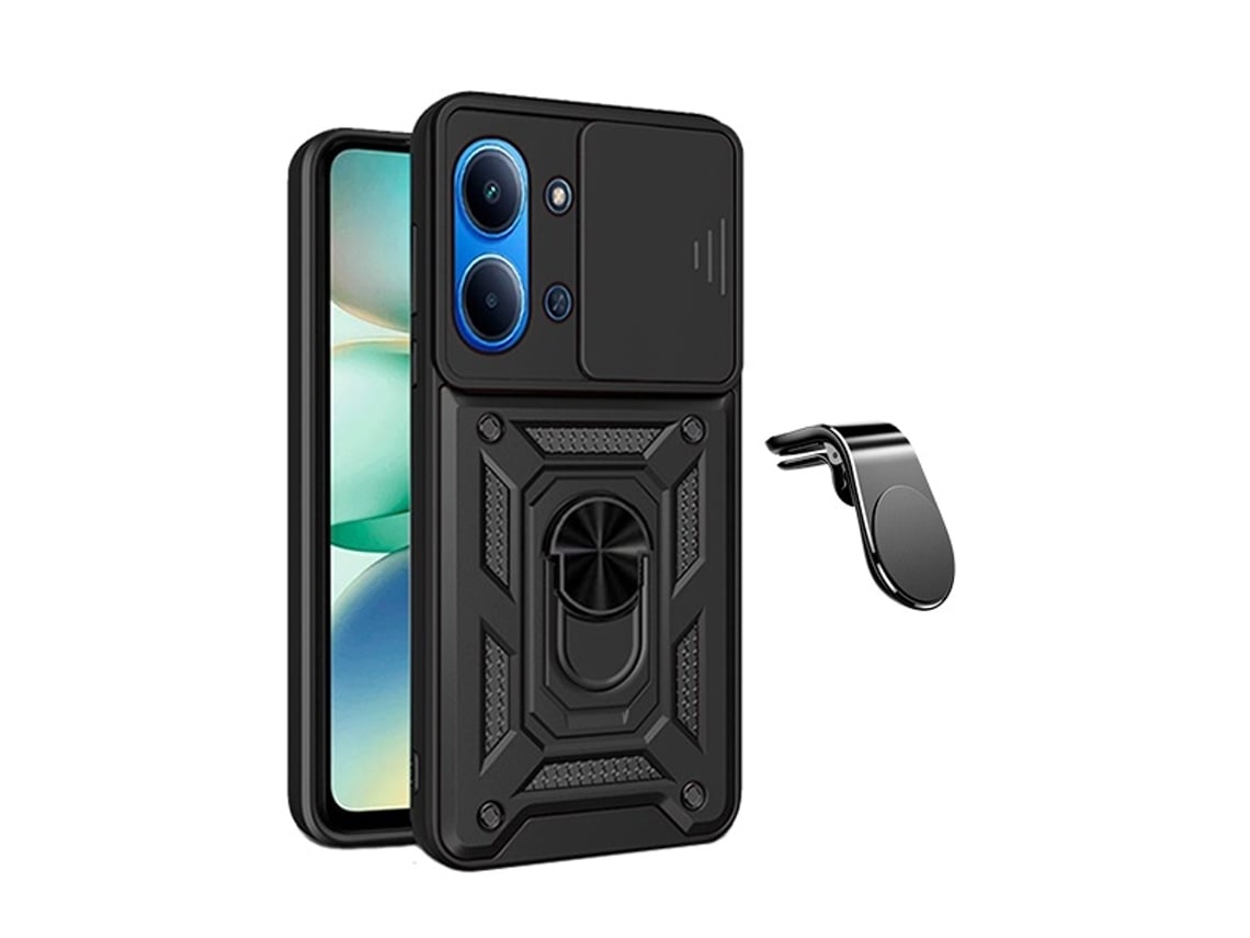Kit Suporte L Capa Magnetic Slide Window Phonecare Para Xiaomi Poco C85 - Preto
