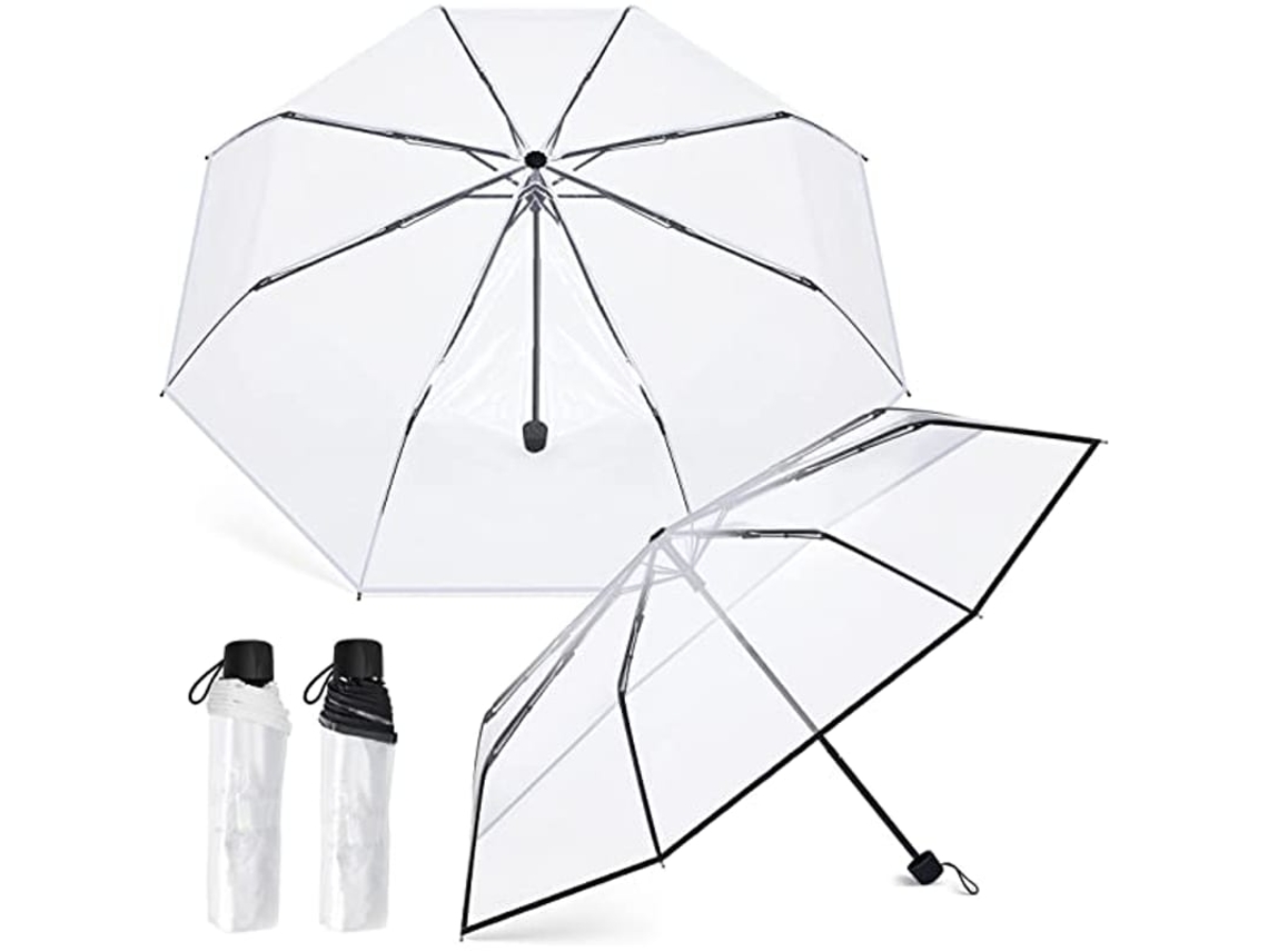2 Guarda-chuvas Transparentes Portáteis De Abertura E Fechamento Manual Dobráveis Para Casamento, Viagem E Encontros