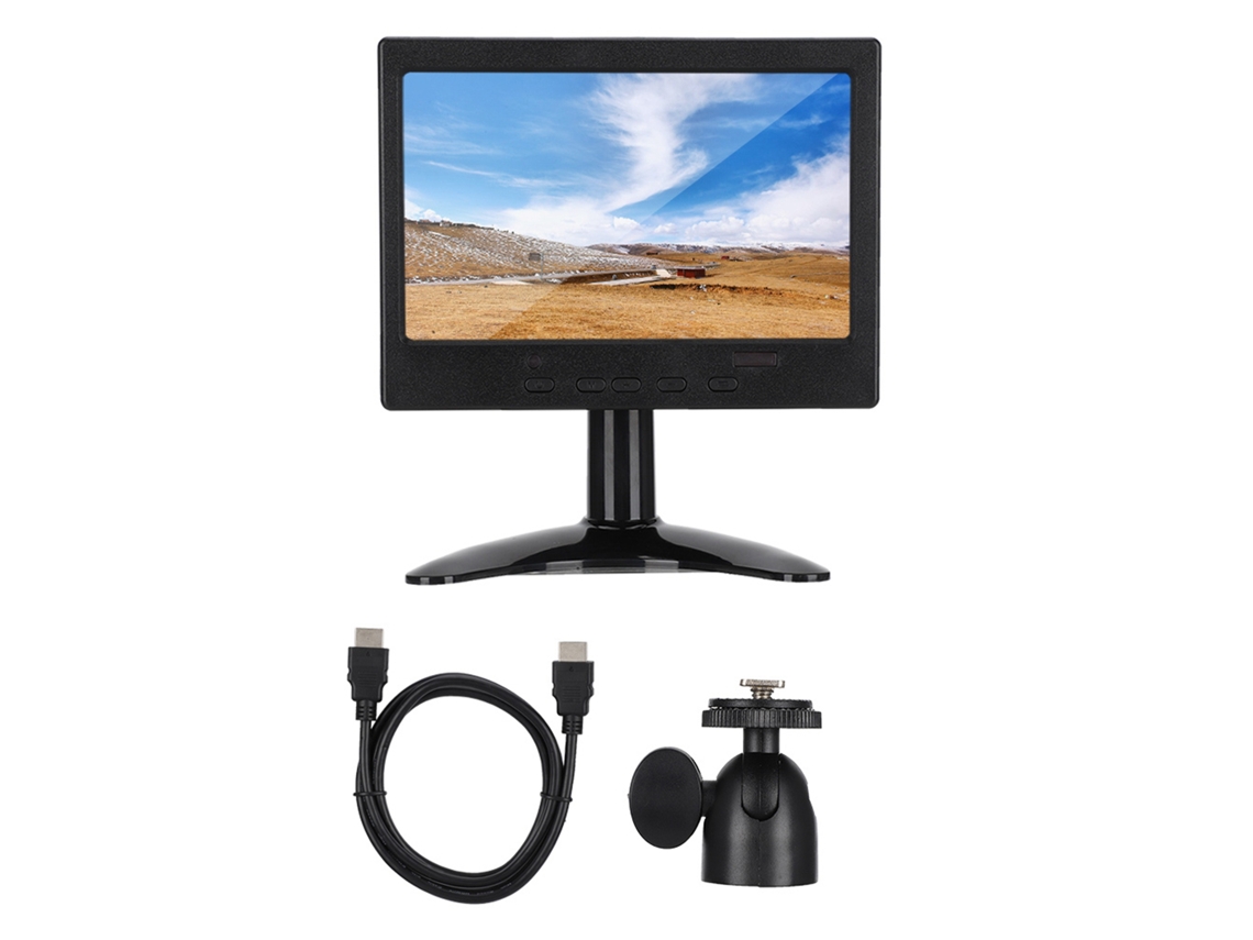 Monitor De Pc Multifuncional 7 Polegadas 1024x600 16:9 Com Entrada Hdmi/vga/av E Suporte
