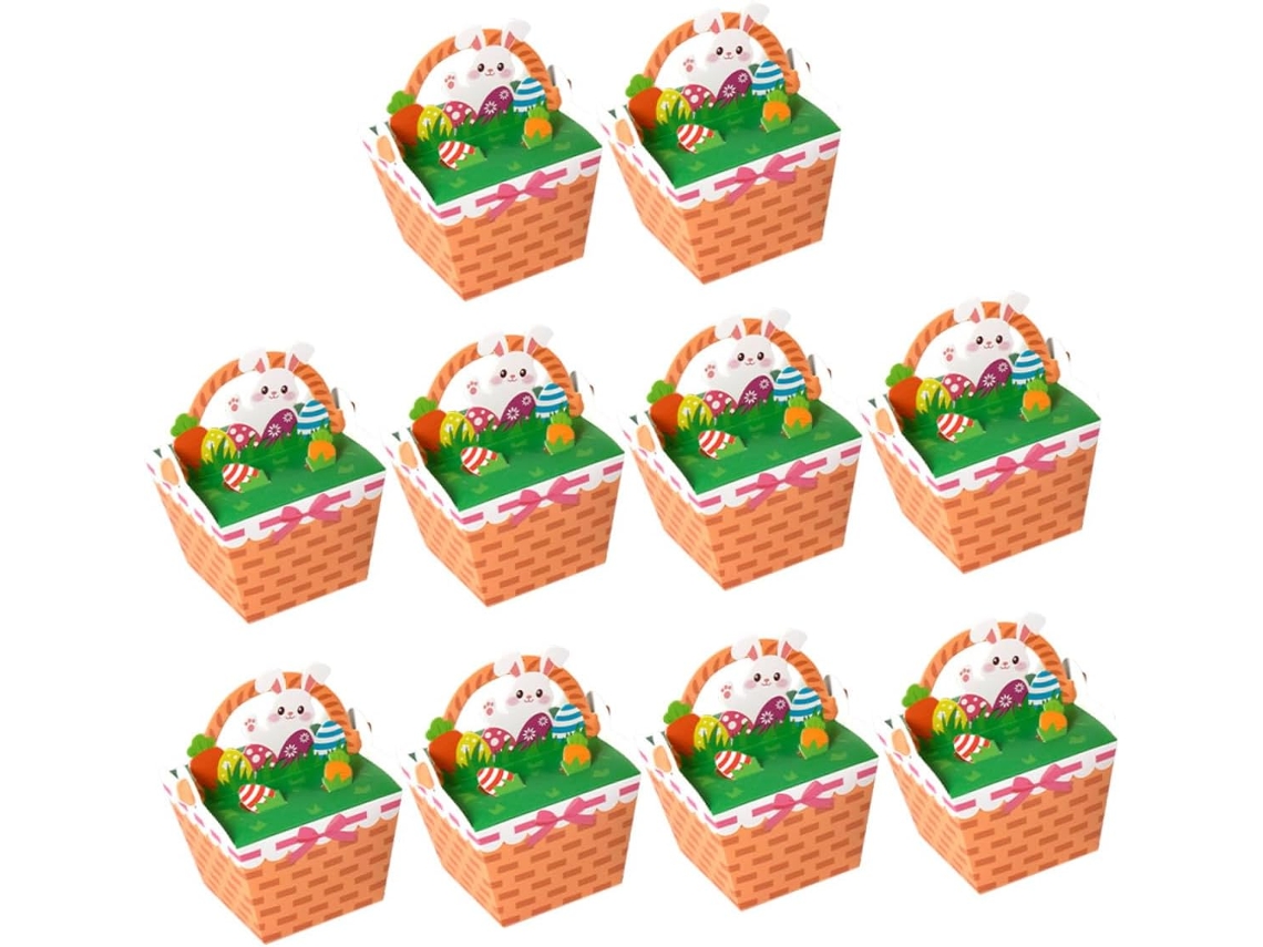Conjunto De 10 Caixas Reutilizáveis Para Doces Páscoa, Caixa Quadrada Com Alça, Papel Resistente Para Chocolates E