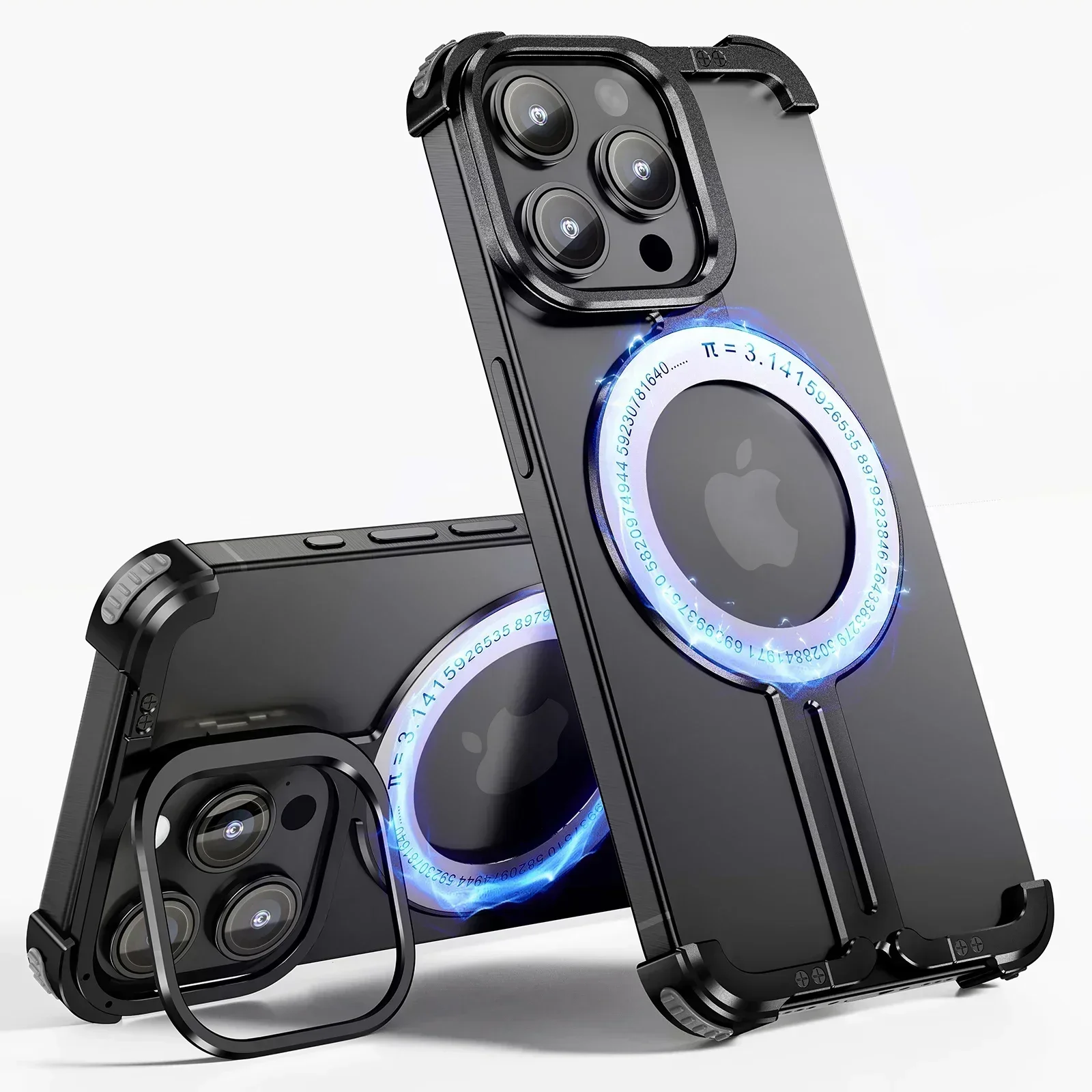 Capa Para Iphone 15 Pro (preta), Compatível Com O Suporte Magsafe, Capa Protetora De Metal Sem Moldura E Resistente A Impactos.