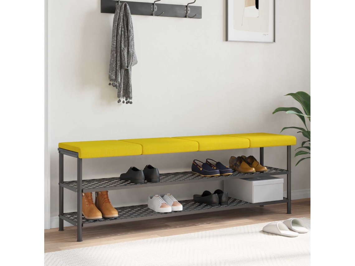 Vidaxl Almofada De Banco 4 Unid. Tecido Amarelo Claro