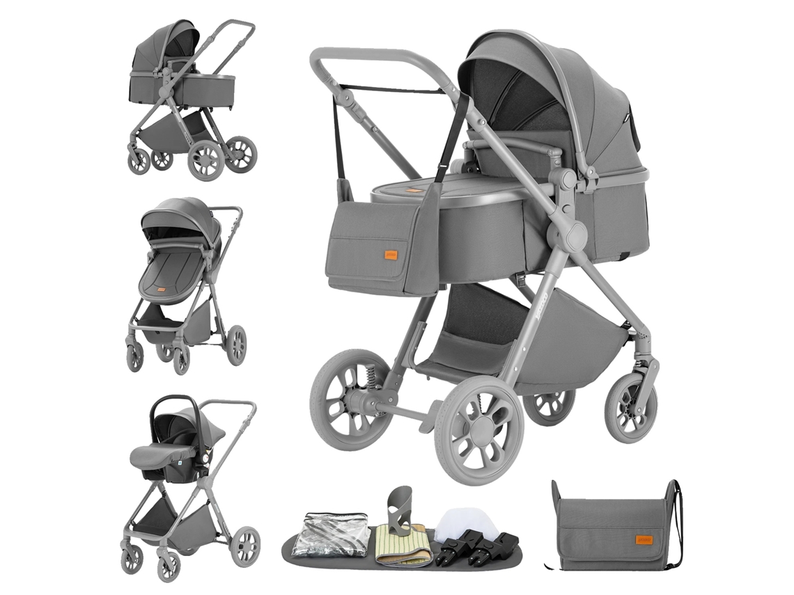 Carrinho De Bebê, Design Leve, Acessórios Multifuncionais, H2 Cinza