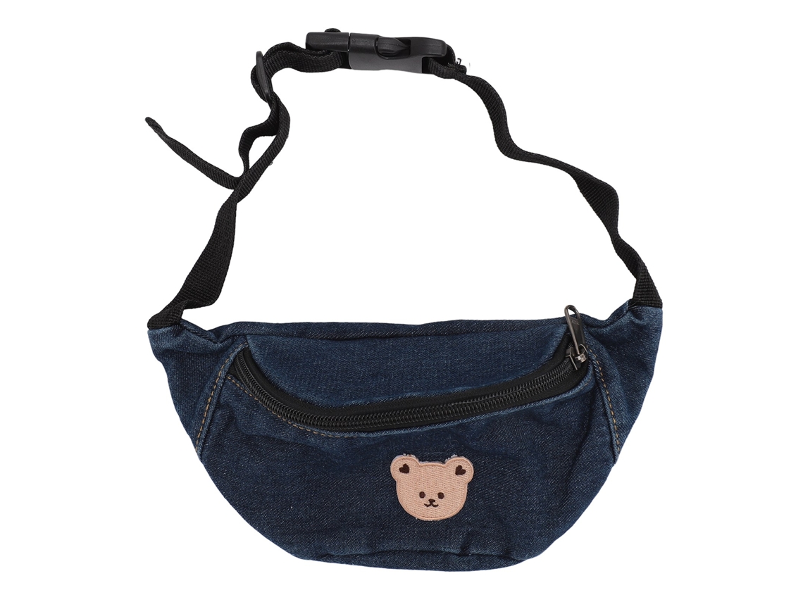 Mali bolsa de Cinto Infantil Urso Estampa Desenho Animado Lona Ajustável Azul Escuro