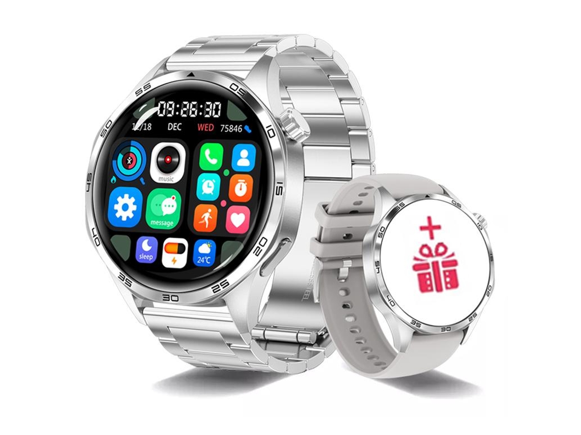 Smartwatch (prateado Metálico), Tela De 1,53 Polegadas, Assistente De Saúde, Bateria De Longa Duração.