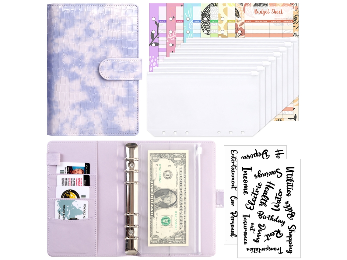A6 Pu Leather Crocodile Texture Refillable Notebook Budget Planner With Zipper Pockets, Includes 8-zipper Pockets