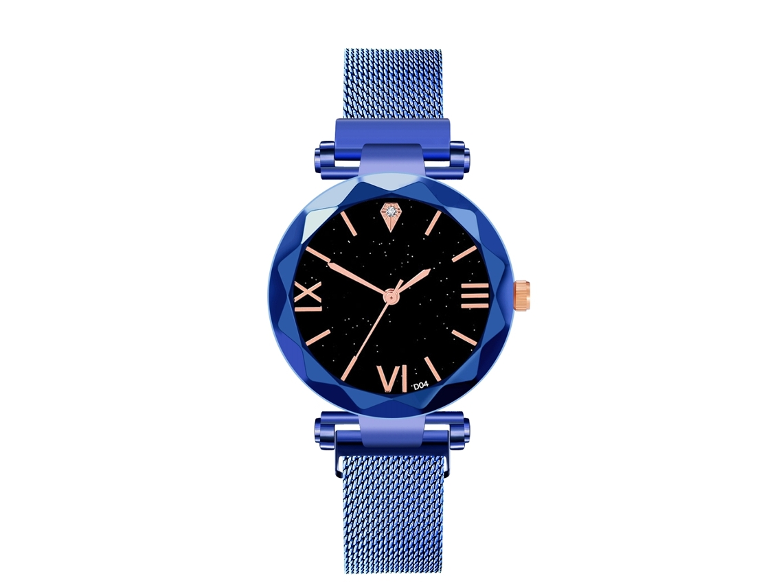 Relógio de pulso masculino casual e elegante para negócios, com mostrador redondo e mecanismo de quartzo azul.