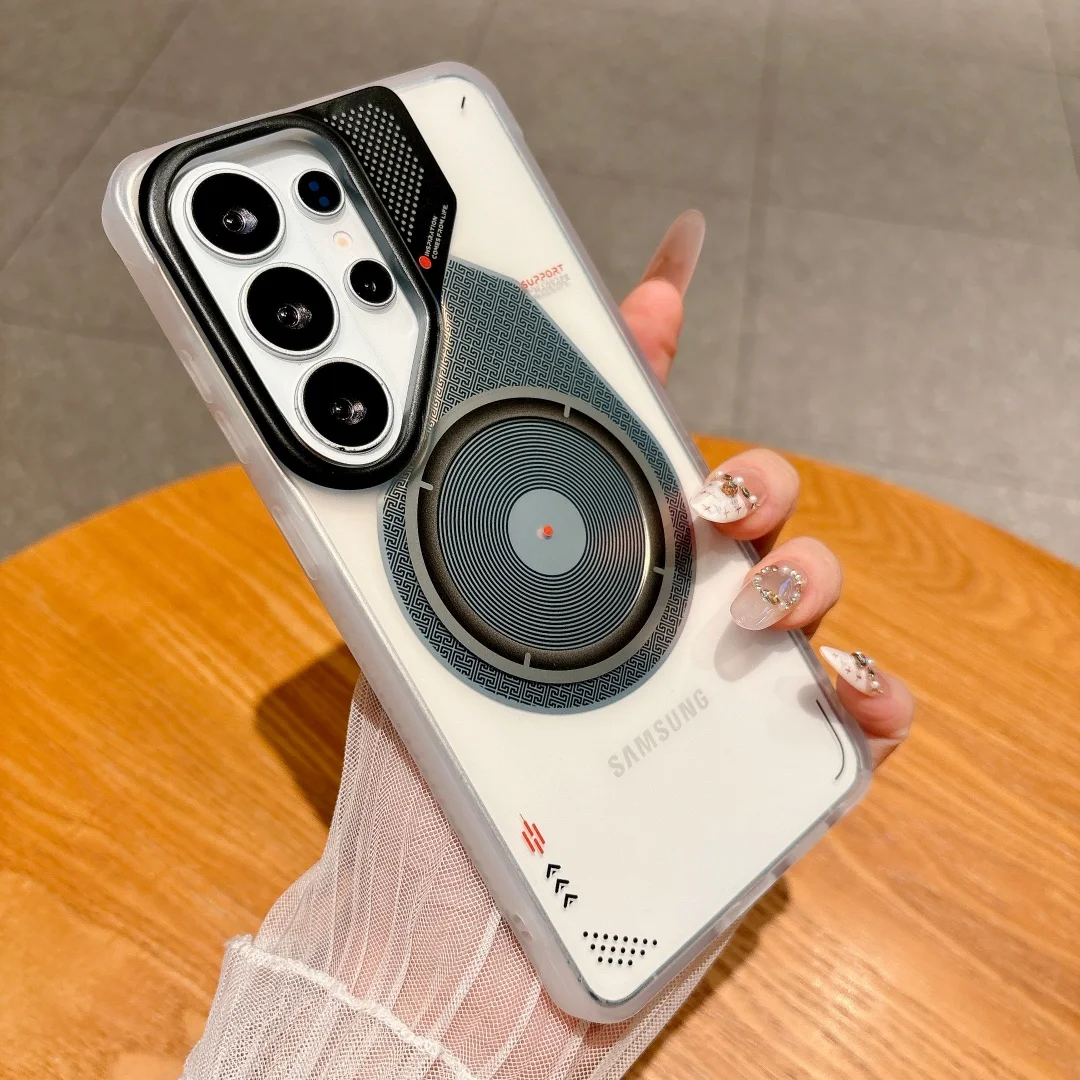 Capa Transparente Fosca Para Celular (s26 Ultra Branco) Com Suporte, Compatível Com Proteção Magnética Contra Impactos.