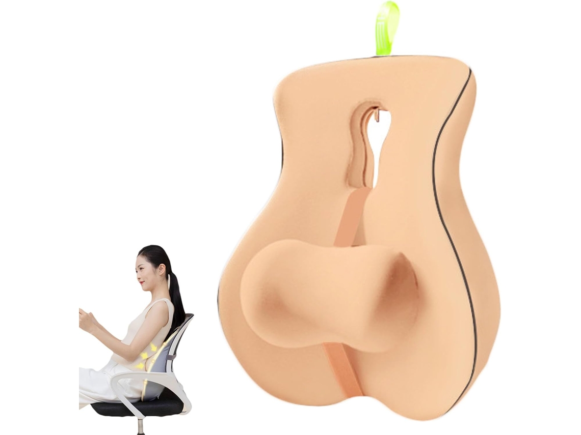 Almofada De Suporte Lombar Ergonômica Em Espuma Viscoelástica Que Melhora A Dor Lombar E Postura Ao Sentar, Cor Laranja