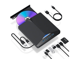 Leitor de Cd/dvd/rw Externo + Leitor Sd/tf, Usb 3.0/type c, para Windows/mac/linux ZYBLSSBB