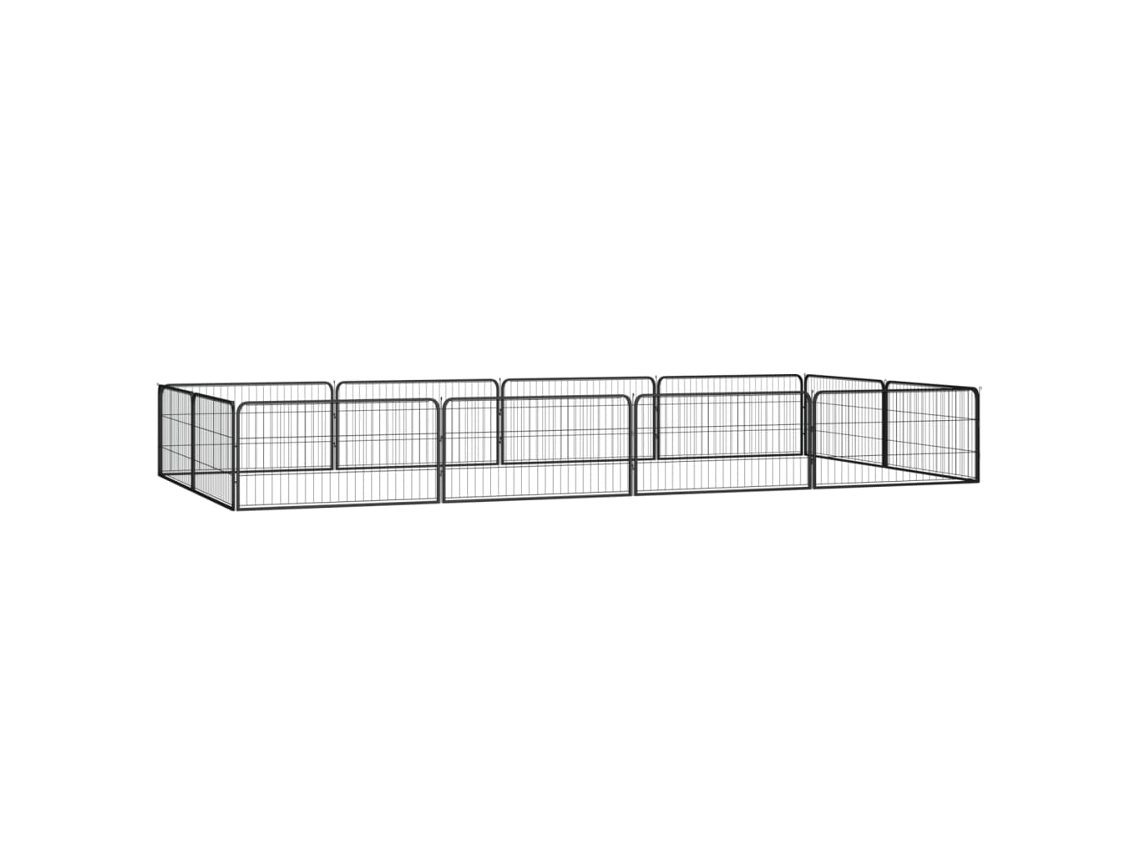 Vidaxl Parque P/ Cães C/ 12 Painéis 100x50 Cm Aço Revestido A Pó Preto