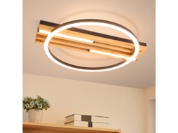 Luminária De Teto Led Moderna Nettlife De 38 Cm E 24 W, Em Madeira, Retangular, Preta, 3000 K Branco Quente, Ideal Para Sala De Estar, Quarto