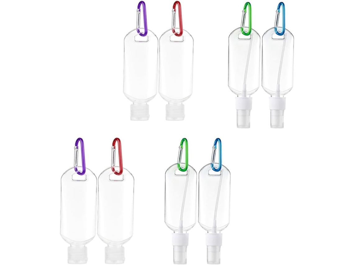 Conjunto De 8 Frascos De Viagem À Prova De Vazamentos Com Mosquetão, Dispensadores Portáteis.