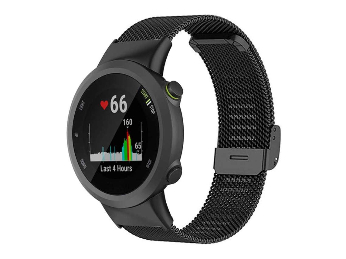 Bracelete para Garmin Forerunner 45/45s/Swim 2 metal milanês preto XIAOMOYU (18mm)