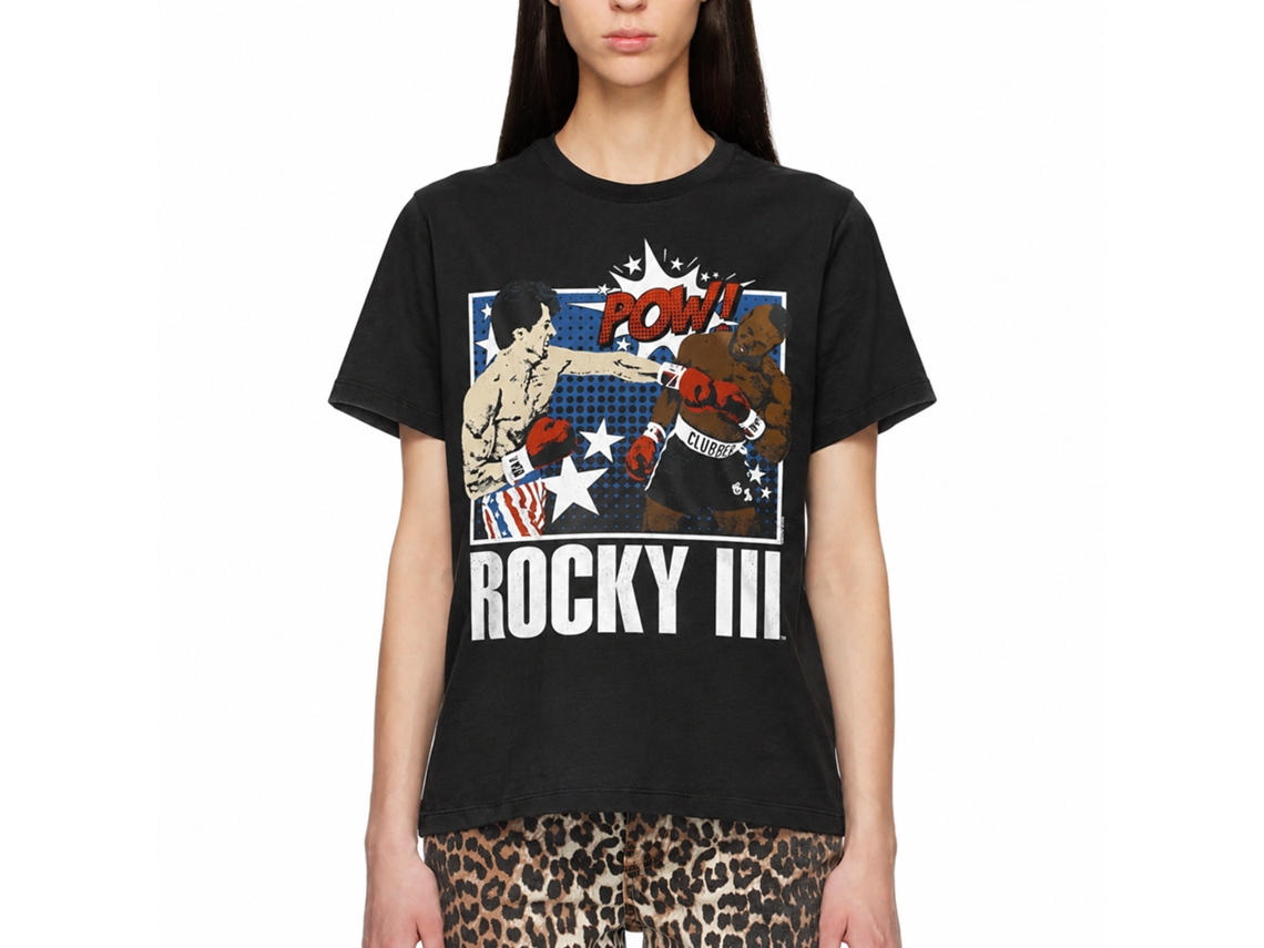 Rockinstone Rocky Movie Comic Book Pow Black Adult T-shirt Size:s