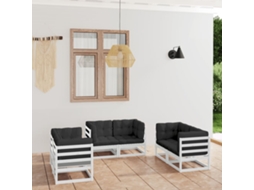 6 Pcs Conjunto Lounge De Jardim Com Almofadões Pinho Maciço Dkd Home Decor