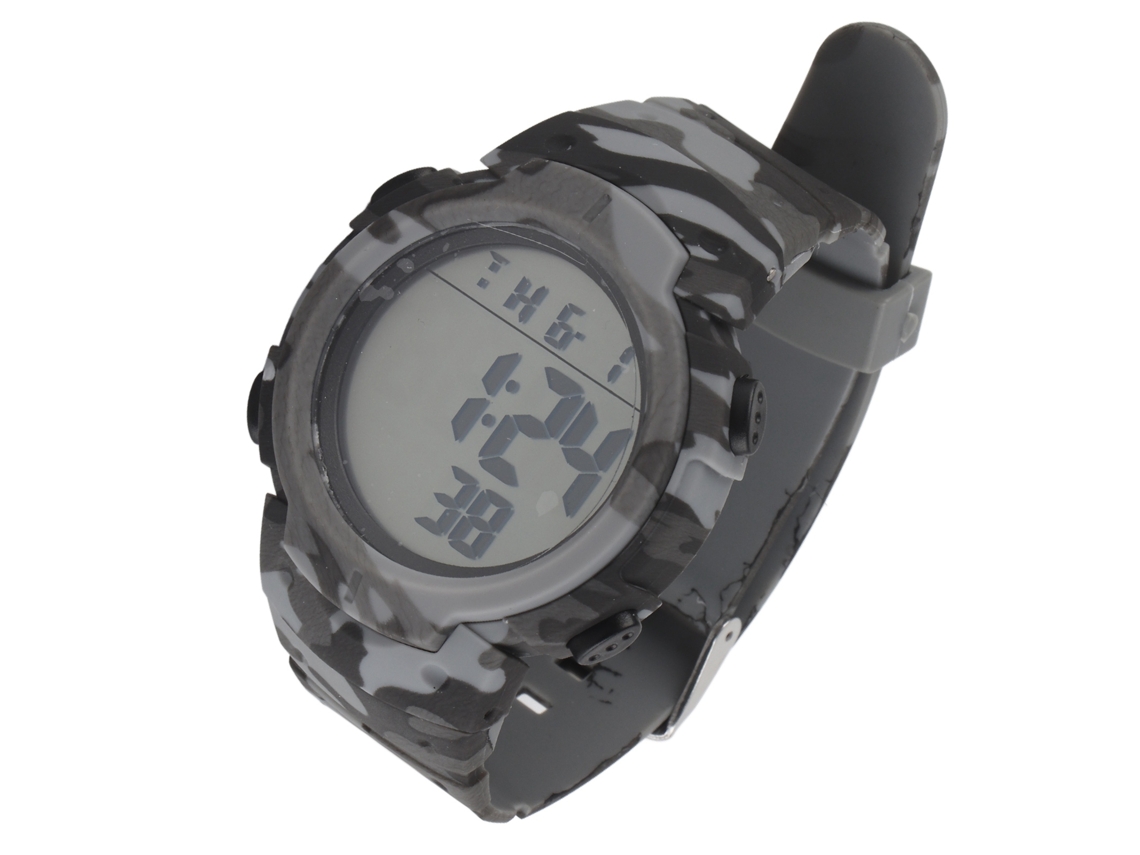 Relógio Eletrônico Esportivo Masculino Com Luz Noturna À Prova D'água Multifuncional Camuflagem Cinza