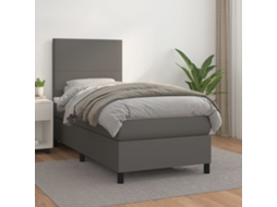 Vidaxl Cama com Molas/colchão 100x200 Cm Couro Artificial Cinzento
