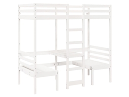Cama Alta com Secretária e Cadeiras Pinho Maciço Branco MAISON EXCLUSIVE (80x200 cm)