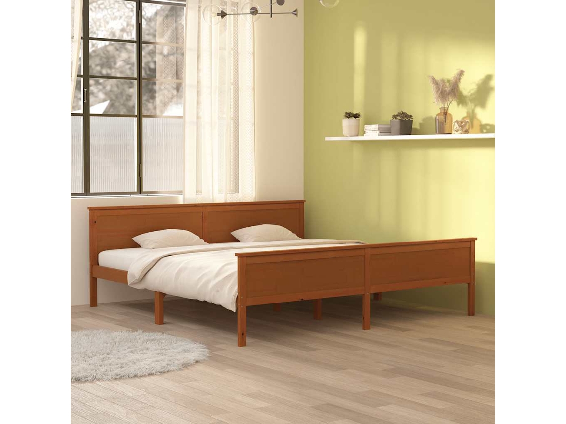 Vidaxl Estrutura De Cama 200x200 Cm Pinho Maciço Castanho Mel