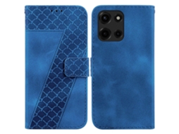 Capa De Couro Com Estampa De 7 Formatos Para Motorola Moto G 5g (2025) - Azul Escuro