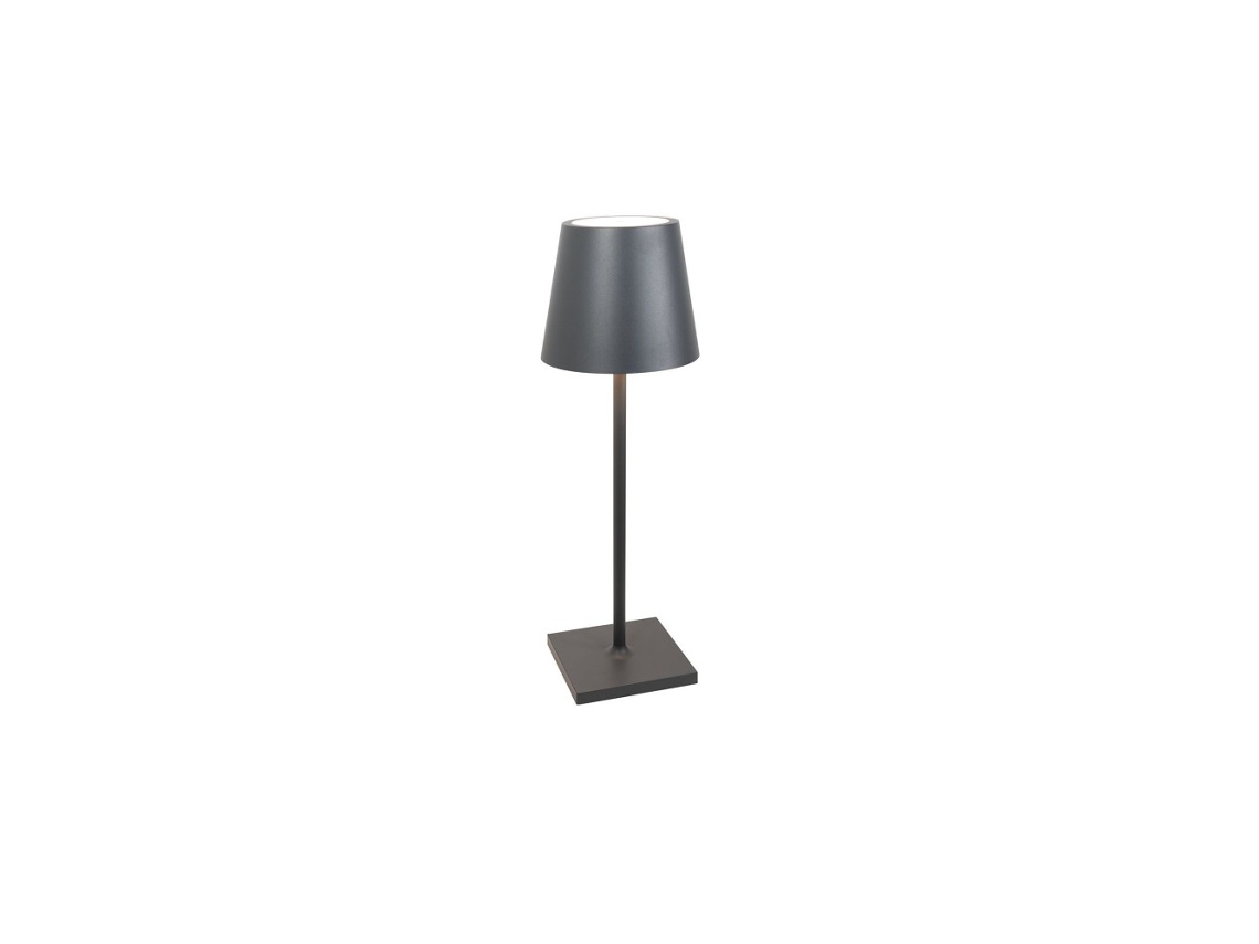Candeeiro de Mesa Poldina L Desk Cinza Escuro Recarregável e Regulável Led ZAFFERANO