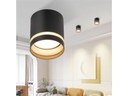 Nettlife Candeeiro, Foco Led De Superfície Redondo 5 W, Candeeiro De Teto Em Acrílico Para Corredor (preto), 8,5 Cm, Em Alumínio, Uso Diário