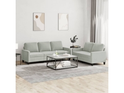 Vidaxl 2 Pcs Conjunto De Sofás Com Almofadões Veludo Cinzento-claro