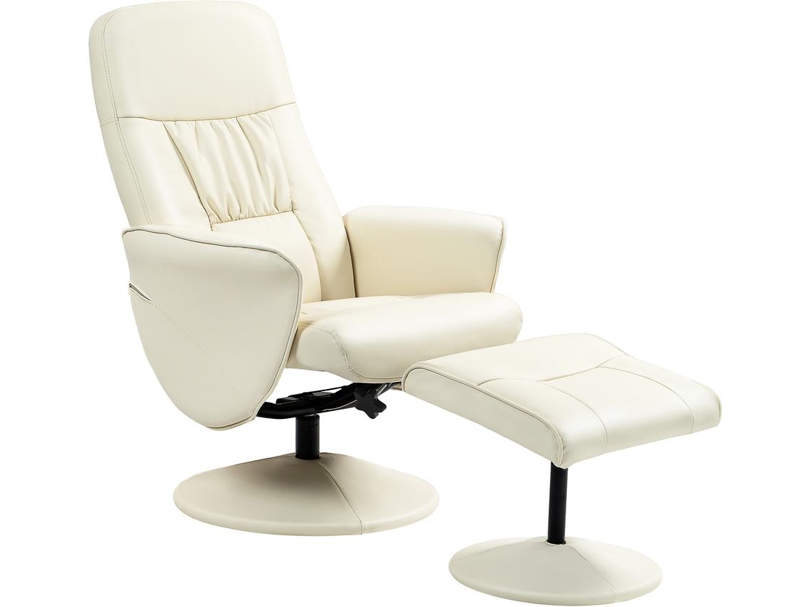 Poltrona Relax Reclinável Metal, Pu E Espuma Cor Creme Branco 81x81x105 Cm Homcom