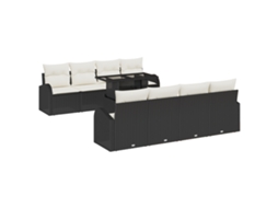Conjunto 9 Conjunto De Sofá De Jardim Vidaxl Preto Vime Pe (100 X 55 X 73 Cm)