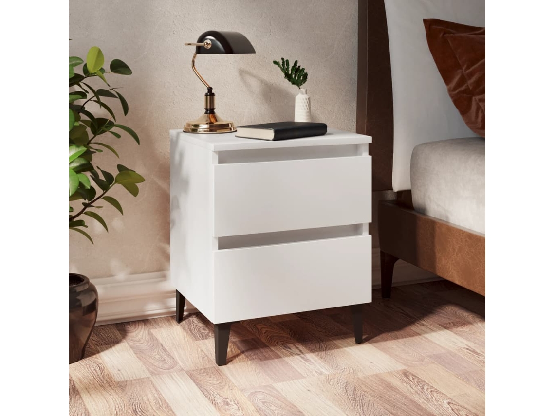 Vidaxl Mesas De Cabeceira 2 Pcs 40x35x50cm Derivados De Madeira Branco