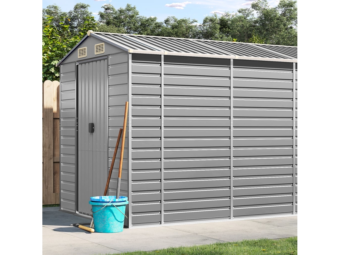 Abrigo De Jardim 191x725x198 Cm Aã§o Galvanizado Cinza Claro Dkd Home Decor
