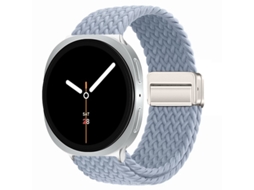 Pulseira elástica de nylon com fecho magnético para Samsung Galaxy Watch8 Classic, estilo arco-íris, azul.