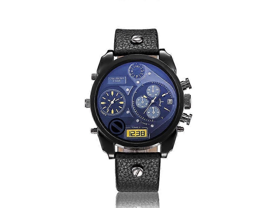 Relógio Masculino Cagarny 6822 Com Calendário Diário, Pulseira, Duplo Fuso Horário, Mostrador Grande E Movimento De Quartzo.