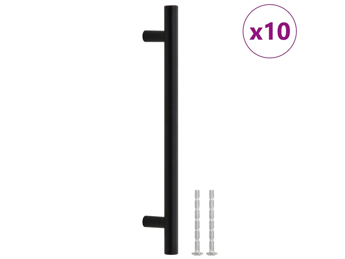 Conjunto 10 Puxadores para móveis VIDA XL aço inoxidável preto (160 mm)
