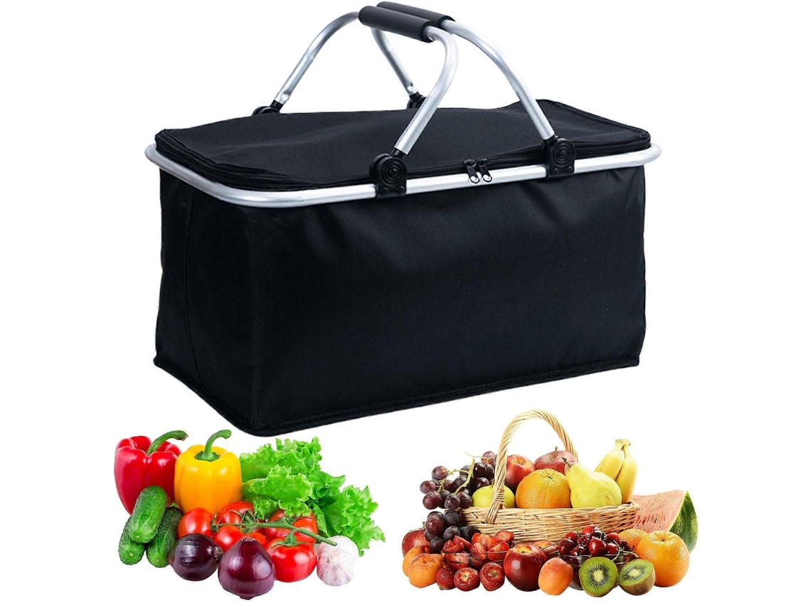 Cesta de Piquenique Isolada Grande 30l com Alça Saco Compras Pano Oxford Prática Preservação Alime Ntos Azul Celeste GOKOCO