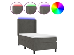 Cama Box Spring com Colchão LED 90x190 cm Veludo Cinzento Escuro MAISON EXCLUSIVE