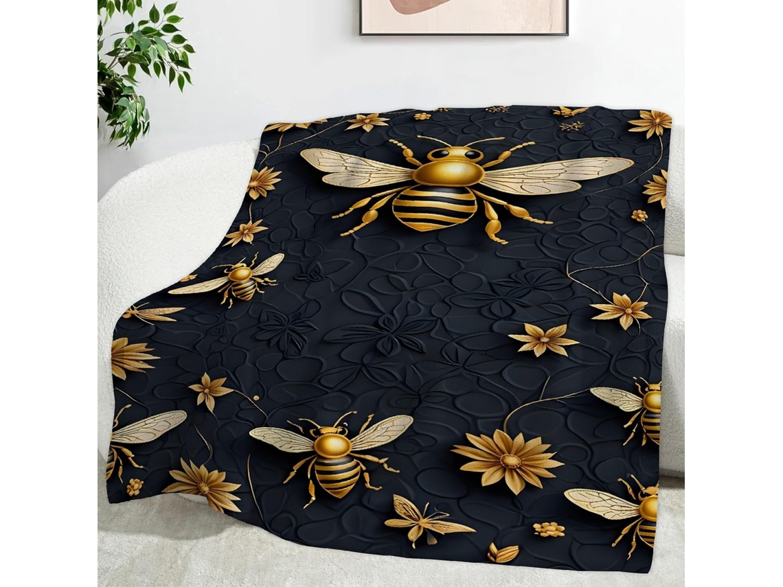 Manta Bee Blanket Mantas Daisy Blankets 220x240 Cm Multifuncional Macia Aconchegante em Flanela Ideal para Cam