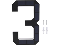 Placa De Endereço Residencial Número 3com Led Solar Eujgoov E Iluminação Branca Quente