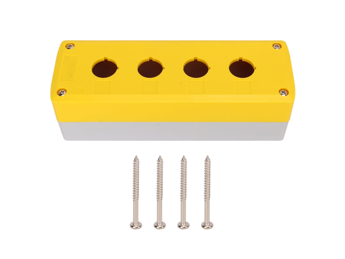 Caixa De Controle Com Interruptores Push Button Industrial 4 Gang Ip65 Abs Amarelo