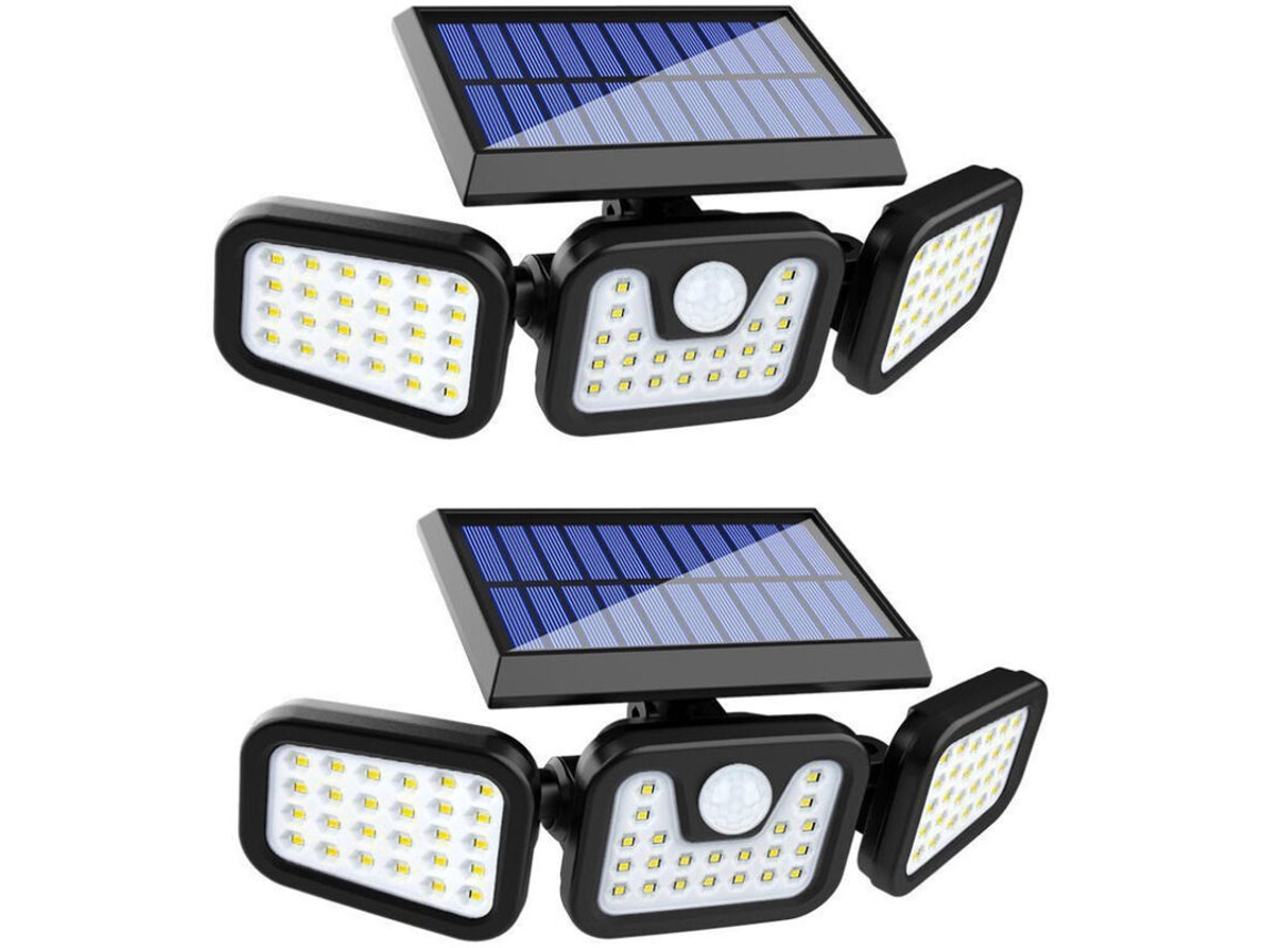 Luzes Solares Para Áreas Externas, 74 Leds, Ip65 À Prova Dágua, Ângulo De Iluminação Amplo De 360°, Luz Solar Com Aquaforge (pacote Com 2)