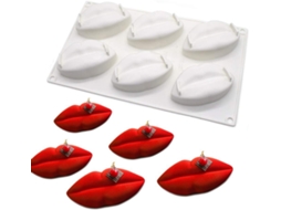 Molde Mousse Boca Silicone 6 Cavidades, Forma Bolo DUREFORWARD