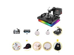 Prensa Térmica, Funcionalidade Versátil 8 Em 1, Controle Lcd, Temperatura Ajustável, 5 Em 1 12x15 Polegadas Oem