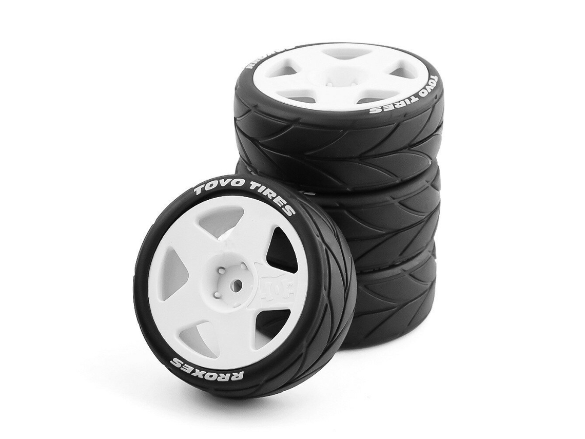 Conjunto de 4 pneus amarelos Rally Drift para pista, com encaixe hexagonal de 12 mm, para carros RC 1/10 HPI, Kyosho e Tamiya. Peças de modelismo. MDUG (tt02)