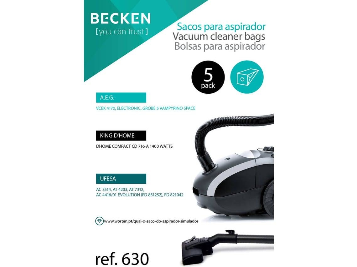 Sacos de Aspirador BECKEN REFª630 (5 unidades)